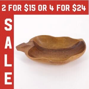 🔴 80s monkeypod pepper shaped wooden bowl 1980s vintage